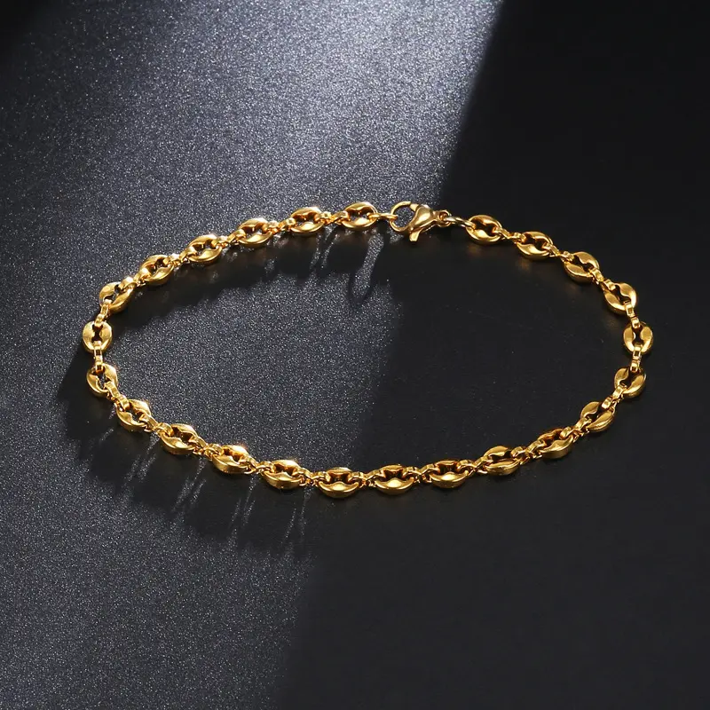 BFN003 — collier en grains de café en acier inoxydable, 5mm, bijoux populaires en titane, finition chaîne