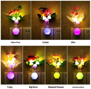 Lumières LED colorées changeantes originales à brancher, capteur crépusculaire, veilleuse, fleurs pour chambre à coucher - Product Image 2