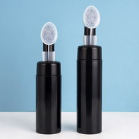 120ml 150ml 200ml Noir Pet Cosmétique En Plastique Nettoyant Pour Le Visage Mousse En Plastique Liquide Mousse Savon Pompe Bouteille Avec Brosse En Silicone