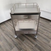 Chariot médical moderne en acier inoxydable de haute qualité, durable, mobilier hospitalier, chariot de soins infirmiers à 2 tiroirs, soins intensifs