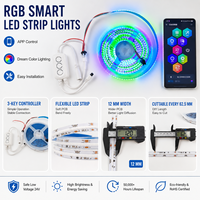 Светодиодная лента RGBWIC IC COB, нарезаемая, USB, 24В, 22Вт/м, на медной плате, белая печатная плата, для внутреннего освещения спален, баров, складов, с управлением через приложение, настраиваемая