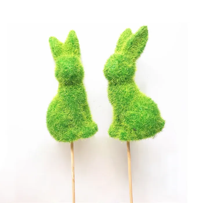 Piccolo resina verde erba coniglio statua decorativa di pasqua mestieri della resina conigli