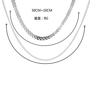 Nuevo Collar de Cadena de Dos Capas, Collares con Forma de Espina de Pescado y Avión, Collar Dorado y Plateado, Cadena Plana para el Cuerpo, Joyería - Product Image 6