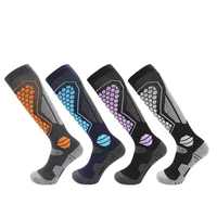 Chaussettes de ski épaisses et chaudes pour hommes, logo personnalisé imprimé basket-ball, chaussettes de sport de neige respirantes en coton de compression à hauteur du genou pour femmes