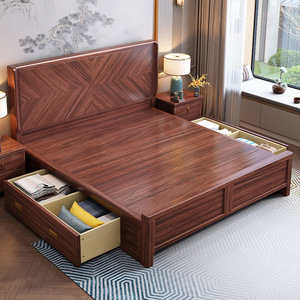 <span class=keywords><strong>Lit</strong></span> de rangement en bois massif de style industriel, ensemble de chambre à coucher moderne de luxe, <span class=keywords><strong>lit</strong></span> double King Size, <span class=keywords><strong>lit</strong></span> en bois massif de luxe - Product Image 1