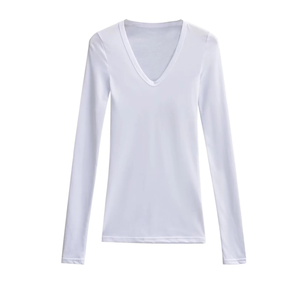 Runwaylover 2994 สไตล์เกาหลี 2024 เสื้อยืดคอวีเซ็กซี่สําหรับสุภาพสตรี - Product Image 3