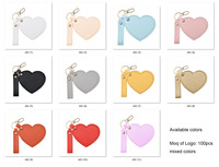 Zonyin Cadeau Saint-Valentin Miroir de Maquillage en Forme de Cœur Porte-Clés en Cuir PU Verre HD Miroirs de Voyage de Poche Personnalisés pour Femmes Filles