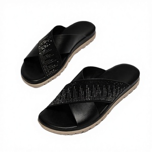 Sandalias Planas Unisex de Verano 2025, Nuevas, con Diamantes de Imitación, Parte Superior de Cuero Genuino, Suela de Goma, Cómodas - Product Image 2