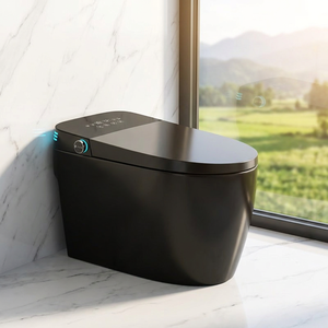 Inodoro de Cerámica Negro Mate Alargado de Última Tendencia con Tapa de Apertura y Cierre Automático Inteligente, Descarga por Sifón Potente, Control Remoto y Calefacción de Asiento, S-trap - Product Image 1