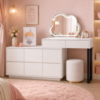 Ensemble de coiffeuse moderne avec miroir LED Cloud, table de toilette extensible avec commodes pour chambre à coucher