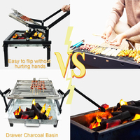 Barbecue compact moderne et luxueux pour le camping, support pliable pour barbecue au charbon de bois, design en acier de qualité supérieure, hauteur réglable, caractéristiques de sécurité