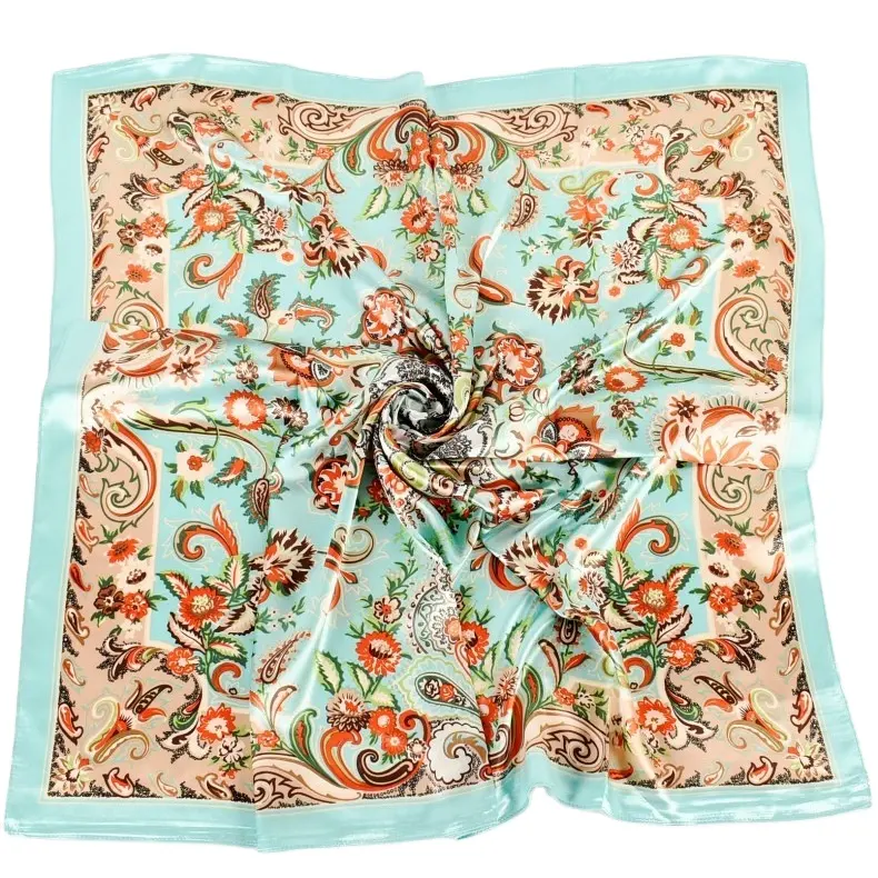 Wholesale Custom Silk Scarf 90X90cm Fashion Printed Square Silk Scarf For Women