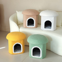 Lit pour chat et repose-pieds confortable en forme de champignon, pouf en polaire douce pour animaux de compagnie, nid durable en éponge pour la décoration de salon