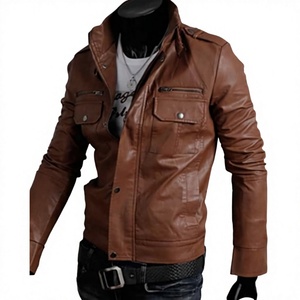 Hot Selling Trending Winter Regular Racer <b>Jacket</b> Large Size Calf <b>Leather</b> Canvas Material Durable Windproof Waterproof Unisex - Product Image 6