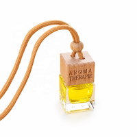 Diffuseur de parfum suspendu pour voiture 8ml, flacon en verre rechargeable avec couvercle en bois, pendentif d'huile essentielle pour décoration de rétroviseur de véhicule