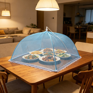 Rectangular Mesh Food <b>Cover</b> With Drawstring Closure Dustproof Foldable For <b>Dining</b> <b>Table</b> Use - Product Image 3