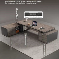 Muebles de Oficina de Alta Calidad para Directores Ejecutivos, Conjunto de Escritorio y Silla en Forma de L, Moderno, de Madera, con Gabinete Lateral, Hecho en China