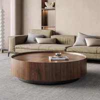 Ensemble de tables basses en noyer de style italien Wabi-Sabi, design simple, tables gigognes modernes avec rangement, meubles de salon, hôtel