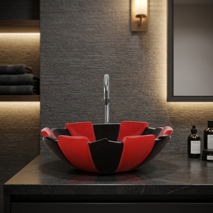 Vasque de comptoir ronde moderne en céramique noir mat à poser sur meuble pour hôpitaux et chambres à coucher, certifiée CUPC - Product Image 1