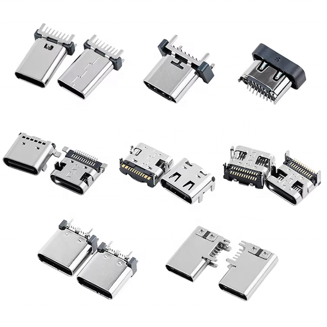 USB Type C 16 Pin 24 Pin Female Connector SMT Through Hole PCB Mount USB-C Jack Socket 3A 5A for Charging & Data