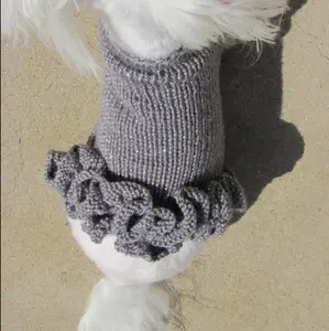 Handmade Small Dog Night Out Silvery Grey Dress Sweater Pet Clothes