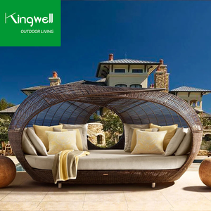 Premium <span class=keywords><strong>Hotel</strong></span> Muebles de exterior Diseño ligero de lujo con <span class=keywords><strong>Nido</strong></span> de Pájaro redondo en forma de ratán tejido Patio Jardín Daybed - Product Image 2