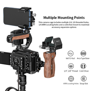 Kit de cage de caméra <span class=keywords><strong>ZVE10</strong></span> II avec poignée supérieure pour ZV-E10 <span class=keywords><strong>Sony</strong></span> avec sabot froid intégré et rail OTAN - Product Image 4