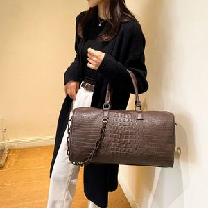 Sac de sport portable pour femme, sac de voyage d'affaires pour homme, sac de voyage populaire à motif carreaux avec chaîne - Product Image 6