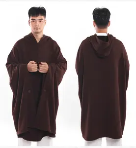 CCY CCY Muslimische Frauen Männer Stil Lange warme Schals Polar Plüsch Umhang Modest Hoodie Sweates kirt Meditation Gebets umhang