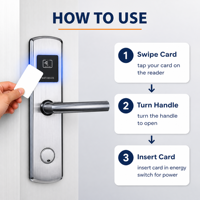 Cerradura de Puerta de Hotel RFID Impermeable para Puertas de Madera con Software de Gestión PRND y Tarjetas de Acceso Anti-Robo