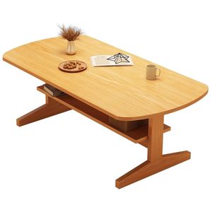 Combohome Mesa <span class=keywords><strong>de</strong></span> centro Rectangular Mesa central Patas <span class=keywords><strong>de</strong></span> madera Mesa corta Té para estudio Oficina Hogar con rueda universal - Product Image 1