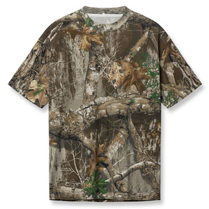 Camiseta de manga corta con cuello redondo para hombre, impresión personalizada, para camping y caza, 100% poliéster, transpirable, para hombre - Product Image 1