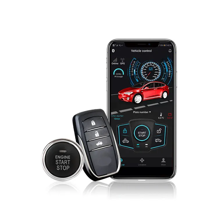 Pelacak GPS Alarm Mobil Smartphone GSM dan Remote Starter Mesin Sistem Start Stop Mesin