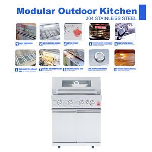Parrilla Portátil de <span class=keywords><strong>Acero</strong></span> <span class=keywords><strong>Inoxidable</strong></span> Estilo Moderno con Rotisserie a Propano, Carrito con 4 Quemadores, Quemador Trasero Infrarrojo para Fiestas al Aire Libre - Product Image 4