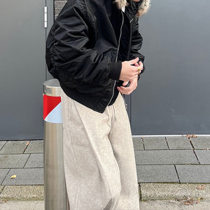 Wide Leg Men's Cotton <strong>Pants</strong> Mild Curved <strong>Hem</strong> Stacked Pleated Relaxed Fit Drawstring Waist Men Trousers High Quality Casual <strong>Pants</strong> - Product Image 3
