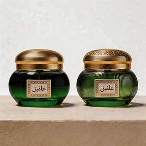 Pot de rangement en vrac pour Bakhoor vert de qualité supérieure, avec couvercle doré orné style Palais, 100 ml, récipient vide pour encens arabe - Product Image 2