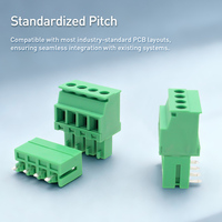 Conector PCB de Latón PA66 con Paso de 3.81MM, 300V 8A, Bloque de Terminales Hembra Verde Enchufable - Temperatura de Operación de -30 a 105°C