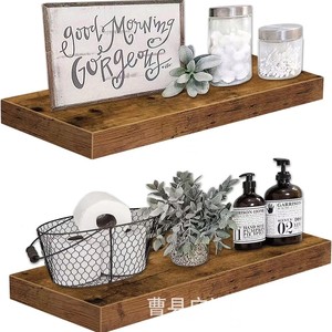 <b>Wall</b> <b>Mounted</b> Wooden Storage Rack Single <b>Shelf</b> Natural Wood Color Durable Multipurpose For Living Room Bedroom - Product Image 3
