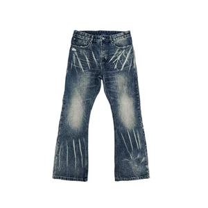 Wholesale Blue Baggy <b>Flared</b> <b>Jeans</b> for Men Dirty Wash Slim Fit <b>Vintage</b> Denim Pants Trousers Streetwear Men's <b>Jeans</b> - Product Image 5