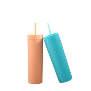 Wholesale New <b>Cup</b> Double Wall <b>Plastic</b> Clear Acrylic Tumbler Straw Mug With Multiple Colors - Product Image 4