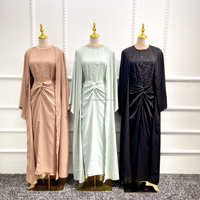 Mode musulmane brodée paillettes manches robe rayonne musulmane femmes robes et jupes robes longues