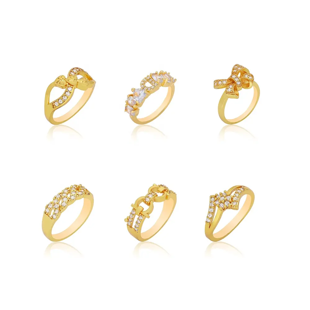 JXX Fashion Simple Jewelry Rings Design Size Gold Plated Zircon Ring For Women