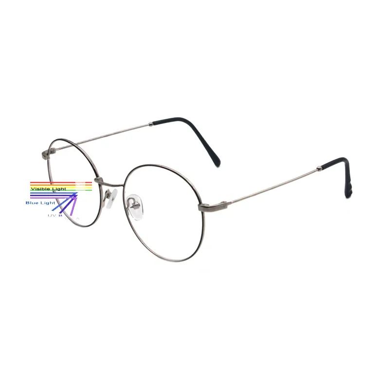 Goede Kwaliteit Ronde Frame Metalen Anti-Blauw Licht Ray Filter Blokkeert Brillen In Bulk Bril