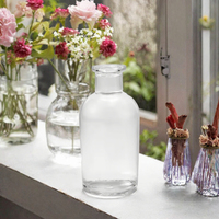 Bouteille diffuseur d'arômes en verre vide avec bouchon en liège, cylindre givré pour le stockage d'huiles essentielles