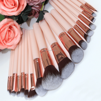 Ensemble de pinceaux de maquillage professionnels haut de gamme en fibres synthétiques rose pâle, 18 pièces, pour débutantes, ensemble complet pour le visage et les yeux