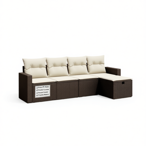 Set Divano da Giardino in Rattan PE Marrone, Mobili da Esterno in Acciaio Verniciato a Polvere, Design Contemporaneo, Cuscini Impermeabili - Product Image 1