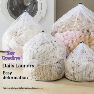 Sacchetto per Bucato in Rete di Nylon con Cordoncino, Protezione Rinforzata, Grande Borsa per Pulizia, Moderno Stock all'Ingrosso - Product Image 2