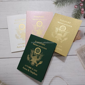 Invitation de mariage à destination de passeport personnalisée en blanc avec étiquettes d'avion en acrylique miroir pour carte d'embarquement - Product Image 5