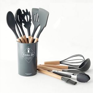 Ensemble d'ustensiles de cuisine intelligents en bois et bambou, ensemble d'ustensiles de cuisson en silicone, liste de fournisseurs d'outils de cuisine - Product Image 6