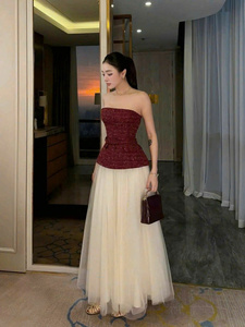 Vestido Corto de Tirantes Finos con Volantes para Mujer, Estilo Elegante y Transpirable, Hecho en Vietnam, de Chifón, para Todas las Temporadas - Product Image 5